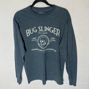 Bug Slinger Fly Gear Blue Long Sleeve Crew Neck T Shirt M